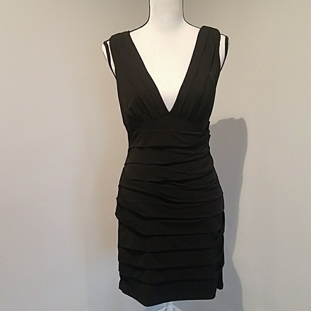 Grass Collection | Black | Deep V | Cocktail Dress